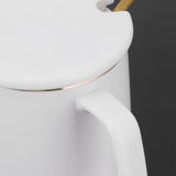 320ml Fashon Ceramic Cup Coffee Mug Cup with Lid Spoon Present Gift for Home OfficeWhite M Letter