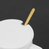 320ml Fashon Ceramic Cup Coffee Mug Cup with Lid Spoon Present Gift for Home OfficeWhite M Letter