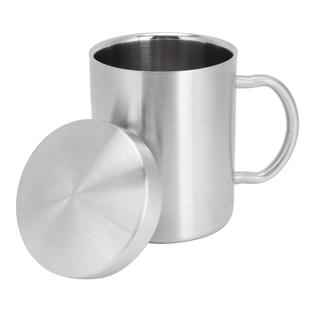 Stainless Steel Mug with Handle Lid DoubleLayer Heat Insulation Cup Beer Mug For Home Summer(L 400ml )