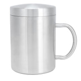 Stainless Steel Mug with Handle Lid DoubleLayer Heat Insulation Cup Beer Mug For Home Summer(L 400ml )