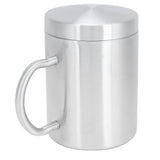 Stainless Steel Mug with Handle Lid DoubleLayer Heat Insulation Cup Beer Mug For Home Summer(L 400ml ) - 45-Degree Angle