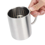 Stainless Steel Mug with Handle Lid DoubleLayer Heat Insulation Cup Beer Mug For Home Summer(L 400ml ) - Low Angle