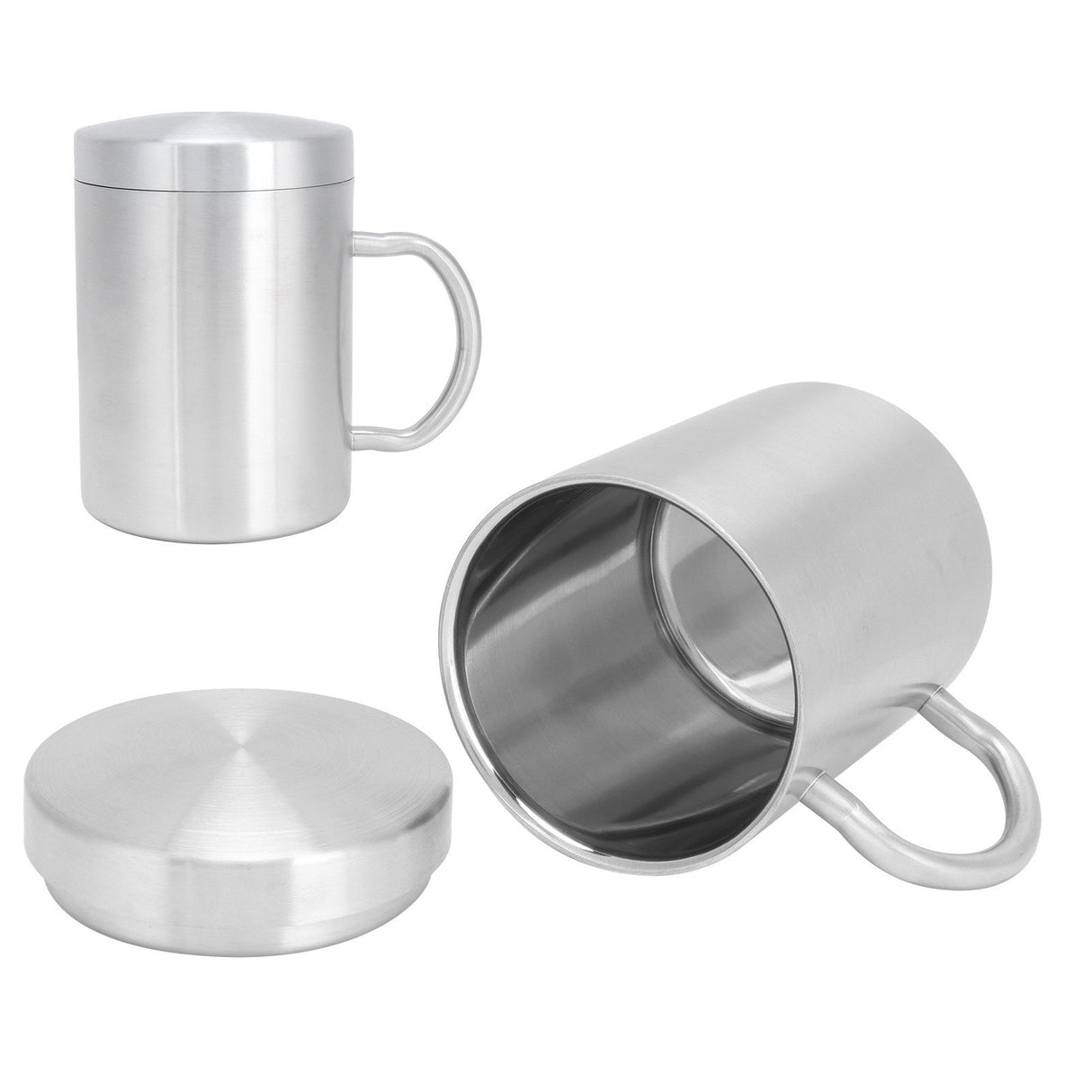 Stainless Steel Mug with Handle Lid DoubleLayer Heat Insulation Cup Beer Mug For Home Summer(L 400ml )