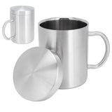 Stainless Steel Mug with Handle Lid DoubleLayer Heat Insulation Cup Beer Mug For Home Summer(L 400ml ) - Extra Image