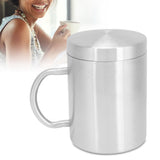 Stainless Steel Mug with Handle Lid DoubleLayer Heat Insulation Cup Beer Mug For Home Summer(L 400ml )