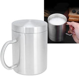 Stainless Steel Mug with Handle Lid DoubleLayer Heat Insulation Cup Beer Mug For Home Summer(L 400ml ) - Extra Image