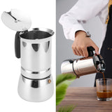 Stainless Steel Moka Pot Portable Coffee Maker Brewing Coffee Machine for Home Office4 Cups 200ml