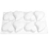 8 Grid Mold Heart Shape Silicone Cake Mousse Mold for Baking Dessert Kitchen Home - Top-Down View
