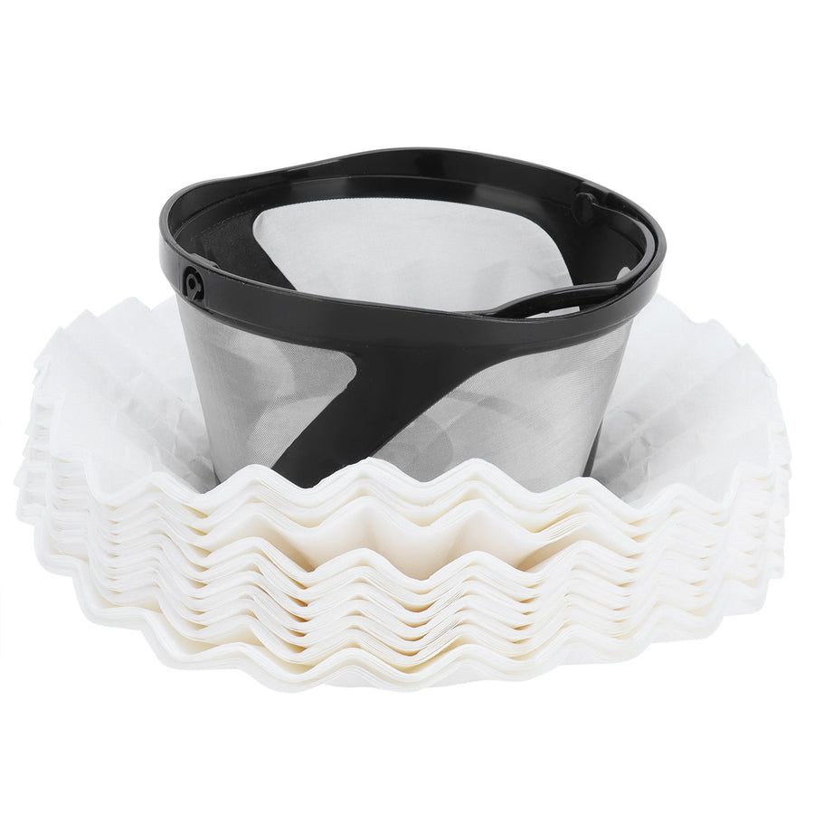 Coffee Filter Basket Cup with 100Pcs Filter Papers Filtering Tool Coffee Machine Accessories