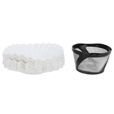 Coffee Filter Basket Cup with 100Pcs Filter Papers Filtering Tool Coffee Machine Accessories