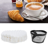Coffee Filter Basket Cup with 100Pcs Filter Papers Filtering Tool Coffee Machine Accessories