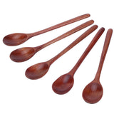 5PCS Wooden Spoon with Long Handle Soup Spoon for Barbecue Camping Party Home KitchenPaint Color - 45-Degree Angle