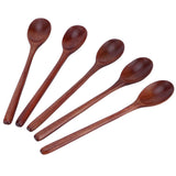 5PCS Wooden Spoon with Long Handle Soup Spoon for Barbecue Camping Party Home KitchenPaint Color