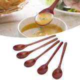 5PCS Wooden Spoon with Long Handle Soup Spoon for Barbecue Camping Party Home KitchenPaint Color