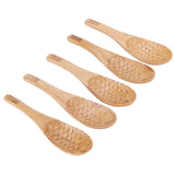 5Pcs Wood Rice Spoon Innovative FishShaped Carving Soup Ladle Tableware Kitchen Utensil - Low Angle