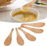 5Pcs Wood Rice Spoon Innovative FishShaped Carving Soup Ladle Tableware Kitchen Utensil
