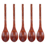 5PCS Japanese Style Wood Spoon Long Handle Soup Spoons Household Tableware Kitchen Tools