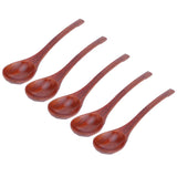 5PCS Japanese Style Wood Spoon Long Handle Soup Spoons Household Tableware Kitchen Tools - Side View