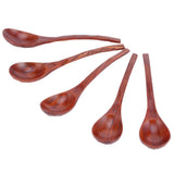 5PCS Japanese Style Wood Spoon Long Handle Soup Spoons Household Tableware Kitchen Tools - 45-Degree Angle