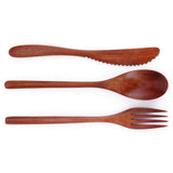 Portable Wooden Cutlery Set Spoon Fork Knife Wood Flatware Dinnerware Tableware with Bag - Extra Image