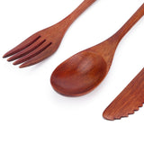 Portable Wooden Cutlery Set Spoon Fork Knife Wood Flatware Dinnerware Tableware with Bag - Extra Image