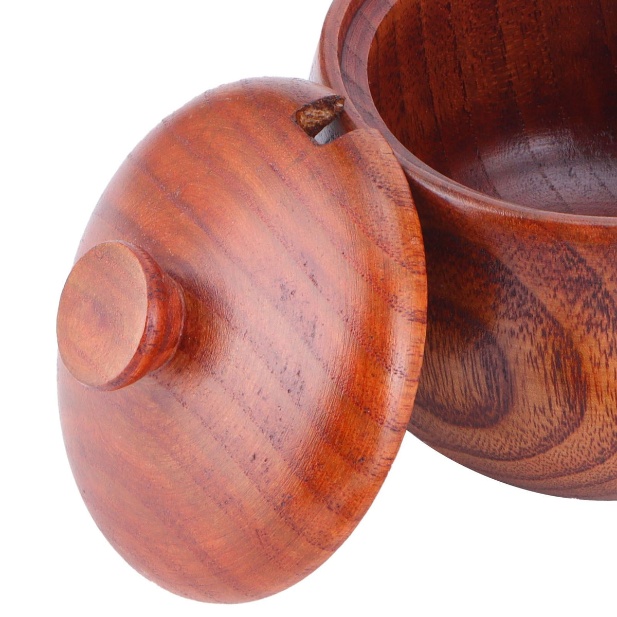 Wooden Salt Box with Lid Spoon Vintage Spice Jar Seasoning Container Cooking Utensil