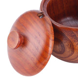 Wooden Salt Box with Lid Spoon Vintage Spice Jar Seasoning Container Cooking Utensil - Extra Image