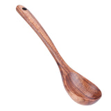 Teak Soup Spoon with Long Handle Food Grade Household Spoon for Home Restaurant Hotel - Front View