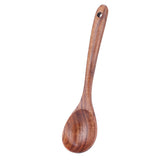 Teak Soup Spoon with Long Handle Food Grade Household Spoon for Home Restaurant Hotel - Top-Down View