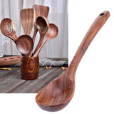 Teak Soup Spoon with Long Handle Food Grade Household Spoon for Home Restaurant Hotel - Extra Image