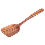Wood Shovel Long Handle Cooking Turner NonStick Spatula Kitchen Utensils Kitchenware - Low Angle