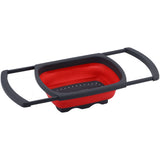Folding Drain Basket Retractable Fruit Vegetable Washing Draining Basket for Home Kitchen UseRed - Front View