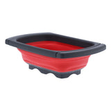 Folding Drain Basket Retractable Fruit Vegetable Washing Draining Basket for Home Kitchen UseRed - Low Angle