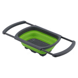 Folding Drain Basket Retractable Fruit Vegetable Washing Draining Basket for Home Kitchen UseGreen