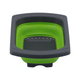 Folding Drain Basket Retractable Fruit Vegetable Washing Draining Basket for Home Kitchen UseGreen