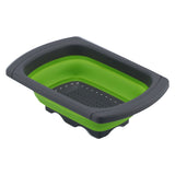 Folding Drain Basket Retractable Fruit Vegetable Washing Draining Basket for Home Kitchen UseGreen