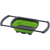 Folding Drain Basket Retractable Fruit Vegetable Washing Draining Basket for Home Kitchen UseGreen