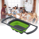 Folding Drain Basket Retractable Fruit Vegetable Washing Draining Basket for Home Kitchen UseGreen - Extra Image