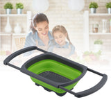 Folding Drain Basket Retractable Fruit Vegetable Washing Draining Basket for Home Kitchen UseGreen