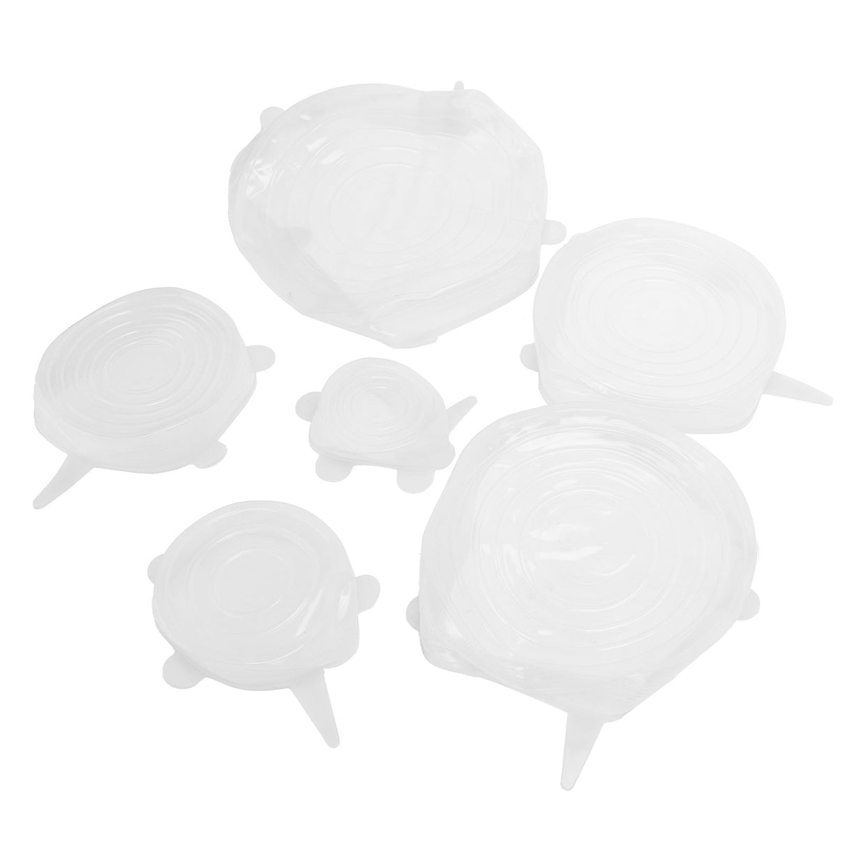 6Pcs Food Sealing Lid Expandable Reusable Vegetable Fruit Sealing Cover for Kitchen UseWhite