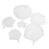 6Pcs Food Sealing Lid Expandable Reusable Vegetable Fruit Sealing Cover for Kitchen UseWhite
