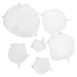 6Pcs Food Sealing Lid Expandable Reusable Vegetable Fruit Sealing Cover for Kitchen UseWhite - Side View