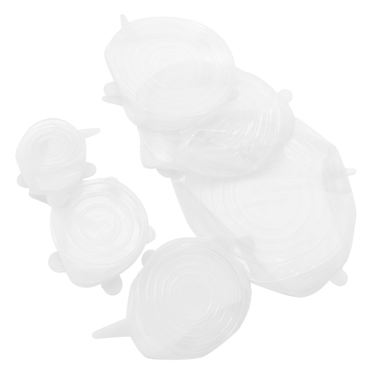 6Pcs Food Sealing Lid Expandable Reusable Vegetable Fruit Sealing Cover for Kitchen UseWhite