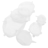 6Pcs Food Sealing Lid Expandable Reusable Vegetable Fruit Sealing Cover for Kitchen UseWhite
