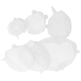 6Pcs Food Sealing Lid Expandable Reusable Vegetable Fruit Sealing Cover for Kitchen UseWhite