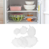 6Pcs Food Sealing Lid Expandable Reusable Vegetable Fruit Sealing Cover for Kitchen UseWhite