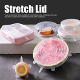 6Pcs Food Sealing Lid Expandable Reusable Vegetable Fruit Sealing Cover for Kitchen UseWhite