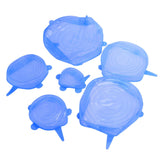 6Pcs Food Sealing Lid Expandable Reusable Vegetable Fruit Sealing Cover for Kitchen UseBlue - Front View