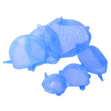 6Pcs Food Sealing Lid Expandable Reusable Vegetable Fruit Sealing Cover for Kitchen UseBlue