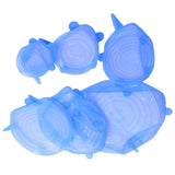 6Pcs Food Sealing Lid Expandable Reusable Vegetable Fruit Sealing Cover for Kitchen UseBlue